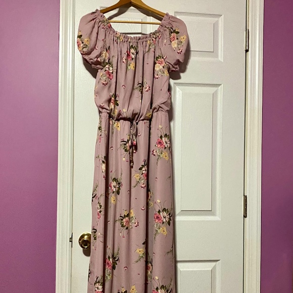 Mauve Floral Maxi Dress - Picture 1 of 3